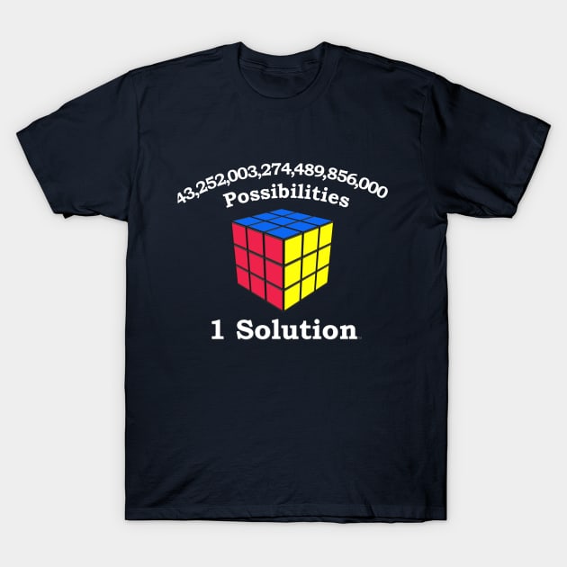 43 Quadrillion Possibilities, 1 Solution - Rubik's Cube Inspired Design for people who know How to Solve a Rubik's Cube T-Shirt by Cool Cube Merch